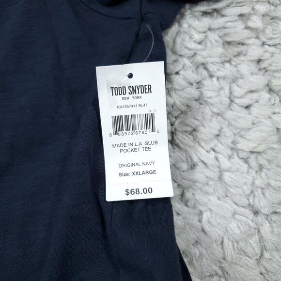Todd Snyder Made in LA Slub Pocket Tee Button Men's Size XXL USA Navy Blue Soft - Picture 4 of 7
